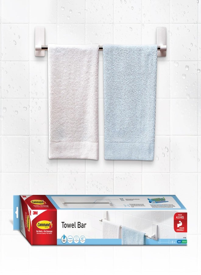 Command 3M Command Towel Bar Hook, Holds up to 4.5 kgs, Drill- Free, No Paint Damage, Water Resistant, Heavy Duty, Great for Bathroom Wall, Shower Area and Kitchen - Image 1